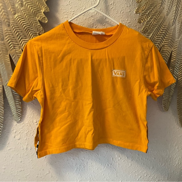 Vans Crop Short Sleeve Shirt Yellow Size XSmall embroidered - Picture 1 of 3